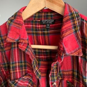 red cropped topshop flannel